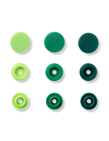 Set van 30 drukknoopjes Color Snaps 12,4 mm - Appelgroen, groen en spargroen