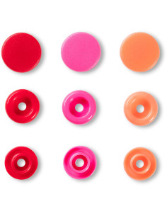 Set van 30 Color Snaps drukknopen 12,4 mm - Rood, roze en perzik 2