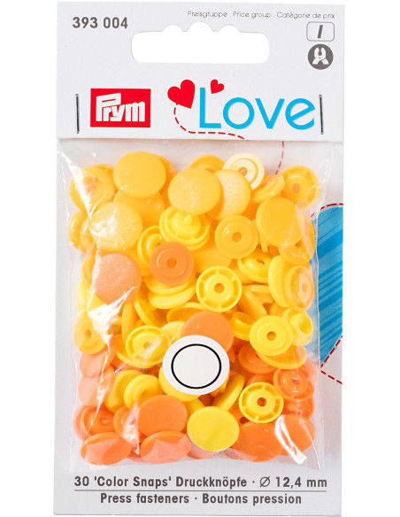 Set van 30 Color Snaps drukknopen 12,4 mm - Geel, geel-oranje en oranje