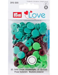 Set van 30 Color Snaps drukknopen 12,4 mm - Groen, lichtgroen en bruin