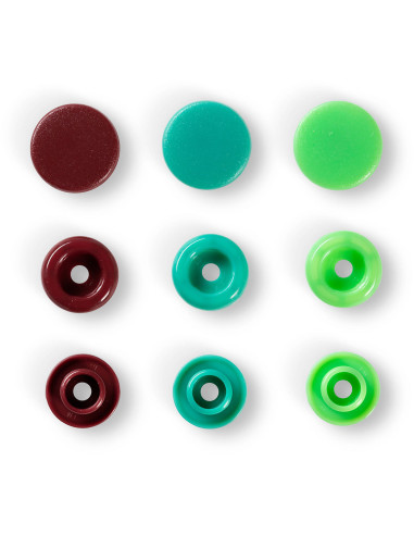 Set van 30 Color Snaps drukknopen 12,4 mm - Groen, lichtgroen en bruin