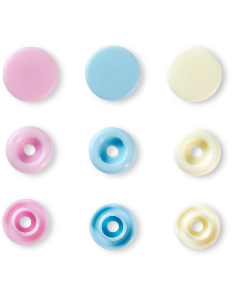 Set van 30 Color Snaps drukknopen 12,4 mm - Roze, lichtblauw en gebroken wit