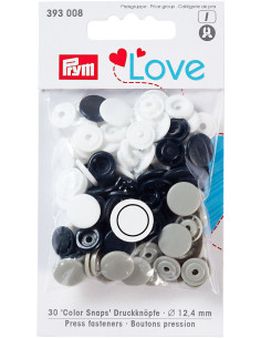 Set van 30 Color Snaps drukknopen 12,4 mm - Marine, grijs en wit