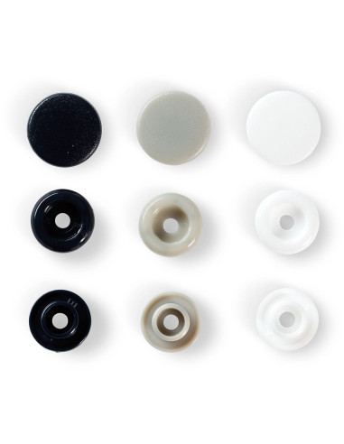 Set van 30 Color Snaps drukknopen 12,4 mm - Marine, grijs en wit