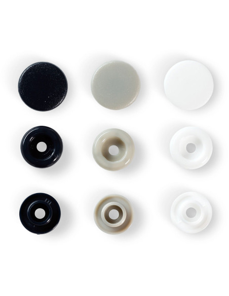 Set van 30 Color Snaps drukknopen 12,4 mm - Marine, grijs en wit