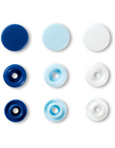 Set van 30 Color Snaps drukknopen 12,4 mm - Blauw, wit en lichtblauw 2