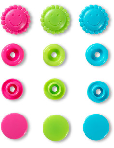 Set van 21 Color Snaps Drukknopen Bloemen 13,6 mm - Turquoise, groen en fuchsia 2