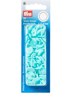 Set van 30 drukknoopjes Color Snaps 12,4 mm - Licht turquoise