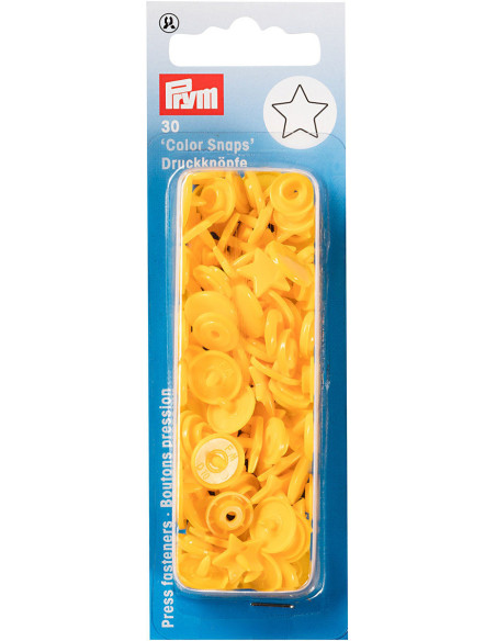 Set van 30 drukknoopjes Color Snaps Sterren 12,4 mm - Geel