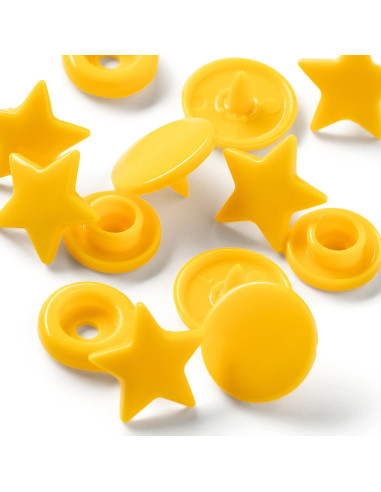 Set van 30 drukknoopjes Color Snaps Sterren 12,4 mm - Geel