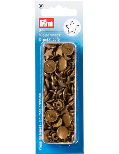 Set van 30 Color Snaps Drukknopen Sterren 12,4 mm - Goud