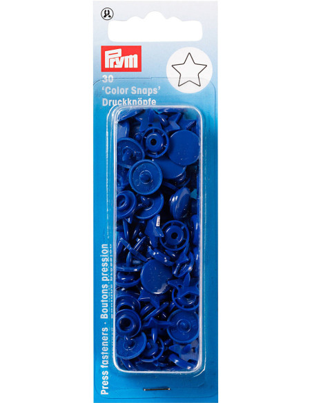 Set van 30 Color Snaps drukknoopjes Sterren 12,4 mm - Koningsblauw