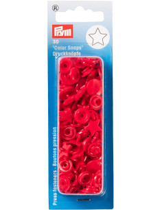 Set van 30 Color Snaps drukknoopjes Sterren 12,4 mm - Rood
