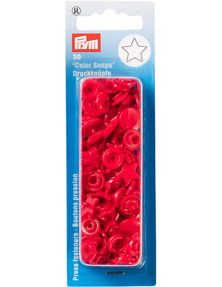 Set van 30 Color Snaps drukknoopjes Sterren 12,4 mm - Rood