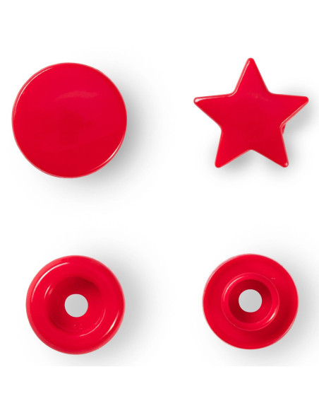 Set van 30 Color Snaps drukknoopjes Sterren 12,4 mm - Rood