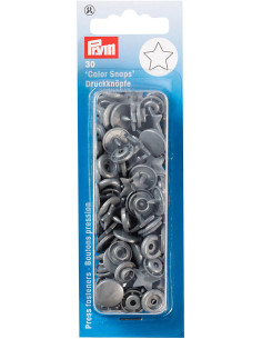 Set van 30 drukknoopjes Color Snaps Sterren 12,4 mm - Zilvergrijs