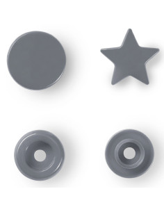 Set van 30 drukknoopjes Color Snaps Sterren 12,4 mm - Zilvergrijs 2