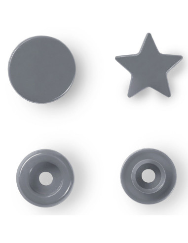 Set van 30 drukknoopjes Color Snaps Sterren 12,4 mm - Zilvergrijs