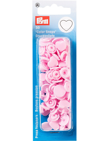 Set van 30 drukknoopjes Color Snaps Harten 12,4 mm - Roze