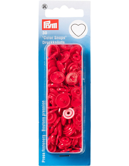 Set van 30 drukknoopjes Color Snaps Harten 12,4 mm - Rood
