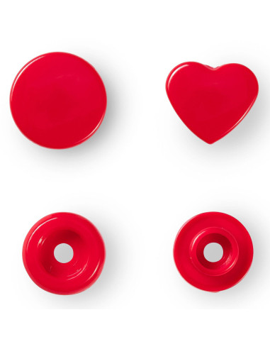 Set van 30 drukknoopjes Color Snaps Harten 12,4 mm - Rood