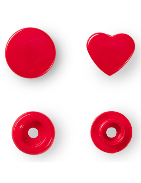 Set van 30 drukknoopjes Color Snaps Harten 12,4 mm - Rood