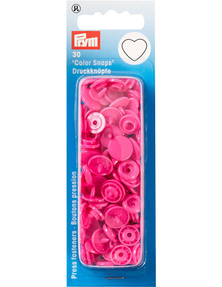 Set van 30 Color Snaps Drukknopen Hartjes 12,4 mm - Fuchsia