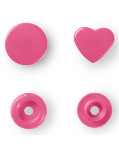 Set van 30 Color Snaps Drukknopen Hartjes 12,4 mm - Fuchsia 2