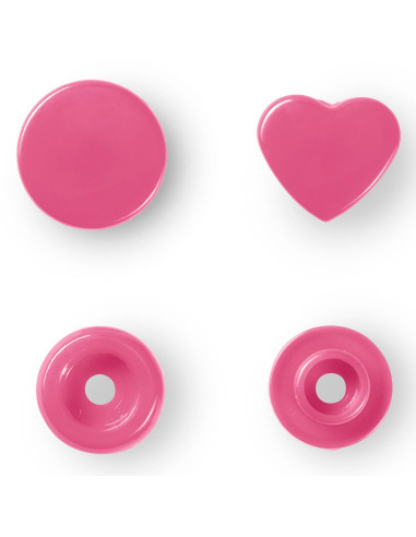 Set van 30 Color Snaps Drukknopen Hartjes 12,4 mm - Fuchsia