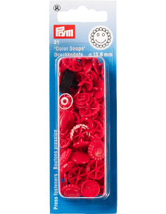 Set van 21 Color Snaps Drukknopen Bloemen 13,6 mm - Rood