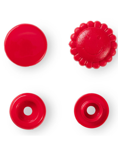 Set van 21 Color Snaps Drukknopen Bloemen 13,6 mm - Rood