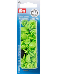 Set van 21 Color Snaps Drukknopen Bloemen 13,6 mm - Groen