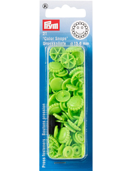 Set van 21 Color Snaps Drukknopen Bloemen 13,6 mm - Groen