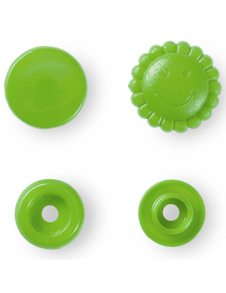 Set van 21 Color Snaps Drukknopen Bloemen 13,6 mm - Groen