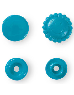 Set van 21 Color Snaps drukknopen Bloemen 13,6 mm - Turquoise 2