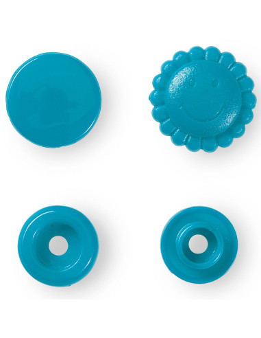 Set van 21 Color Snaps drukknopen Bloemen 13,6 mm - Turquoise