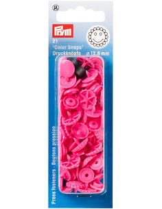Set van 21 Color Snaps Drukknopen Bloemen 13,6 mm - Fuchsia