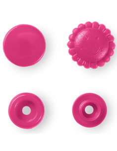 Set van 21 Color Snaps Drukknopen Bloemen 13,6 mm - Fuchsia 2