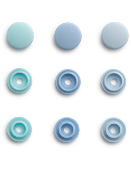 Set van 36 Color Snaps Mini drukknoopjes 9 mm - Blauwe tinten