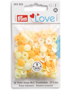 Set van 36 Color Snaps Mini drukknoopjes 9 mm - Gele tinten