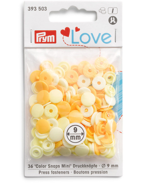 Set van 36 Color Snaps Mini drukknoopjes 9 mm - Gele tinten
