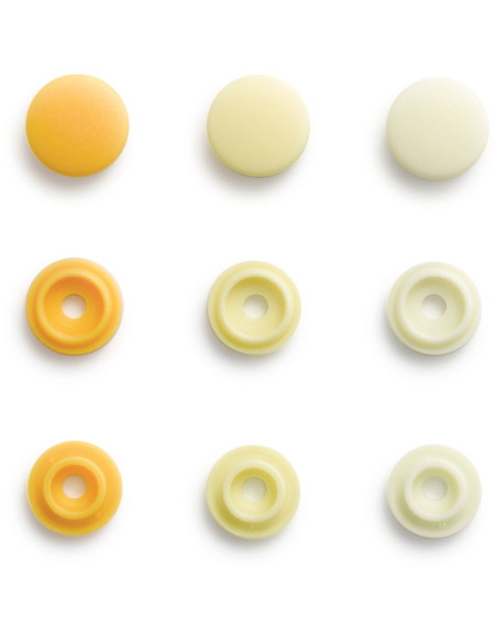 Set van 36 Color Snaps Mini drukknoopjes 9 mm - Gele tinten
