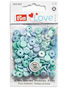Set van 36 Color Snaps Mini drukknoopjes 9 mm Optique - Mint, watergroen en blauw