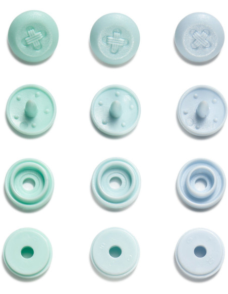 Set van 36 Color Snaps Mini drukknoopjes 9 mm Optique - Mint, watergroen en blauw