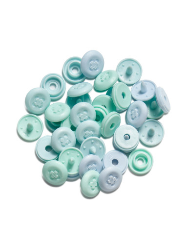 Set van 36 Color Snaps Mini drukknoopjes 9 mm Optique - Mint, watergroen en blauw