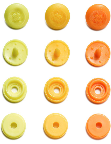 Set van 36 Color Snaps Mini 9 mm drukknopen Optique - Geel, oranjegeel en oranje