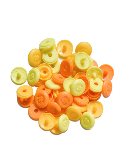Set van 36 Color Snaps Mini 9 mm drukknopen Optique - Geel, oranjegeel en oranje