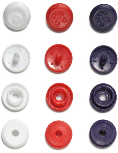 Set van 36 Color Snaps Mini 9 mm drukknopen Optique - Blauw, wit en rood