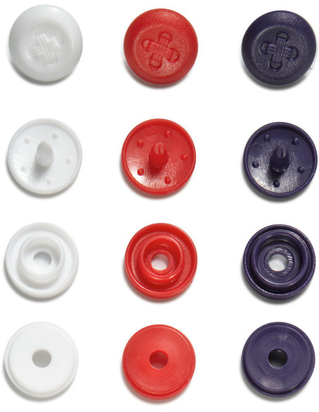 Set van 36 Color Snaps Mini 9 mm drukknopen Optique - Blauw, wit en rood