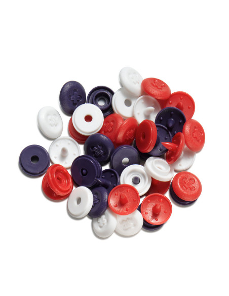 Set van 36 Color Snaps Mini 9 mm drukknopen Optique - Blauw, wit en rood